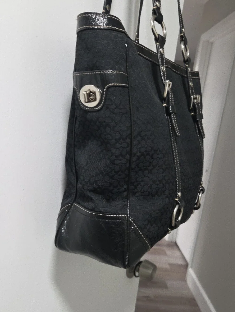 Coach Black Signature Jaquard Gallery Tote